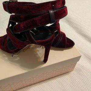 Antonio melanin burgundy velvet heels